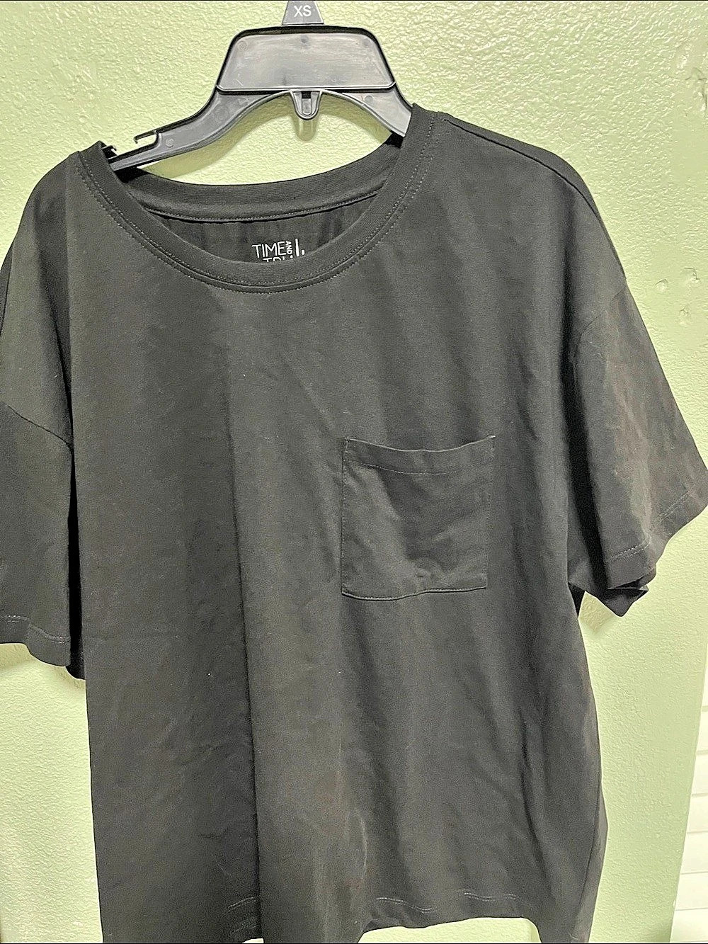Time and Tru Short Sleeve Boyfriend Pocket T-Shirt Black Large
